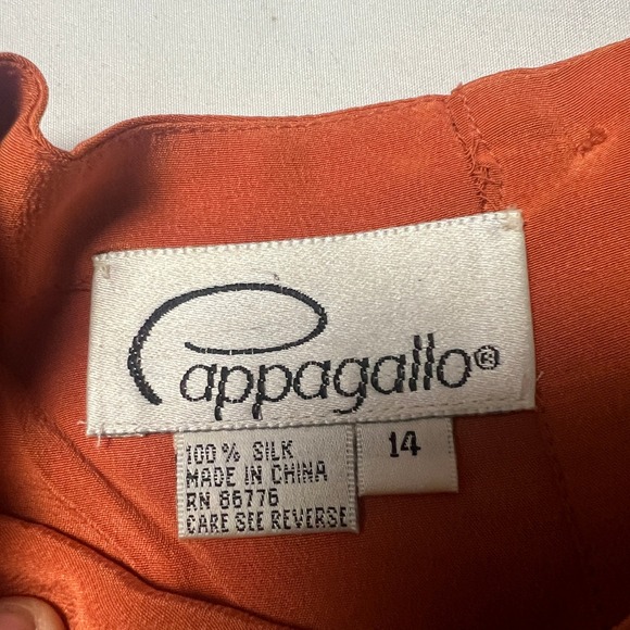Pappagallo Vintage 100% Silk Top Button Back Short Sleeve Burnt Orange Rust 14 - Picture 3 of 9